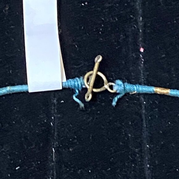 Vintage Blue Mosaic Stone Necklace With Toggle Clasp - Picture 16 of 16